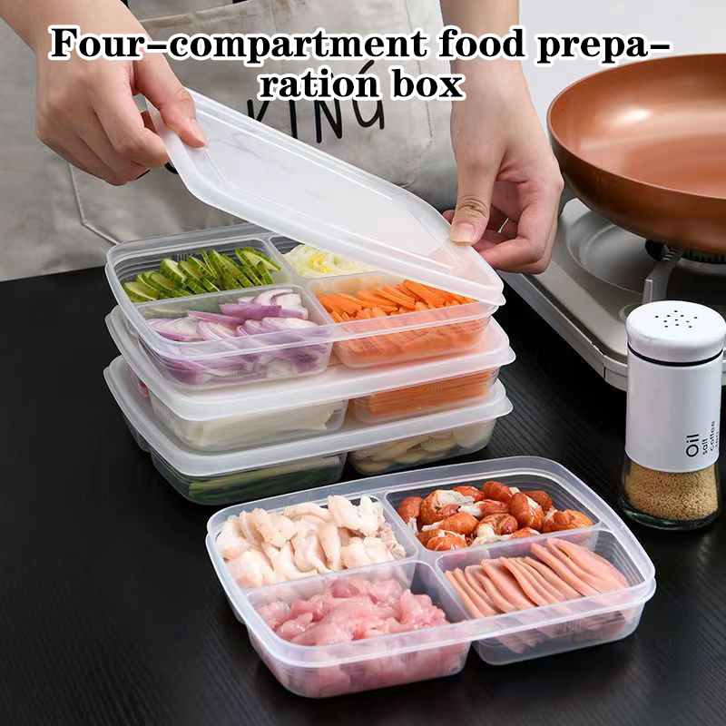 Food Storage Box Plastic - New【4 Grids Plastic Storage Box Portable