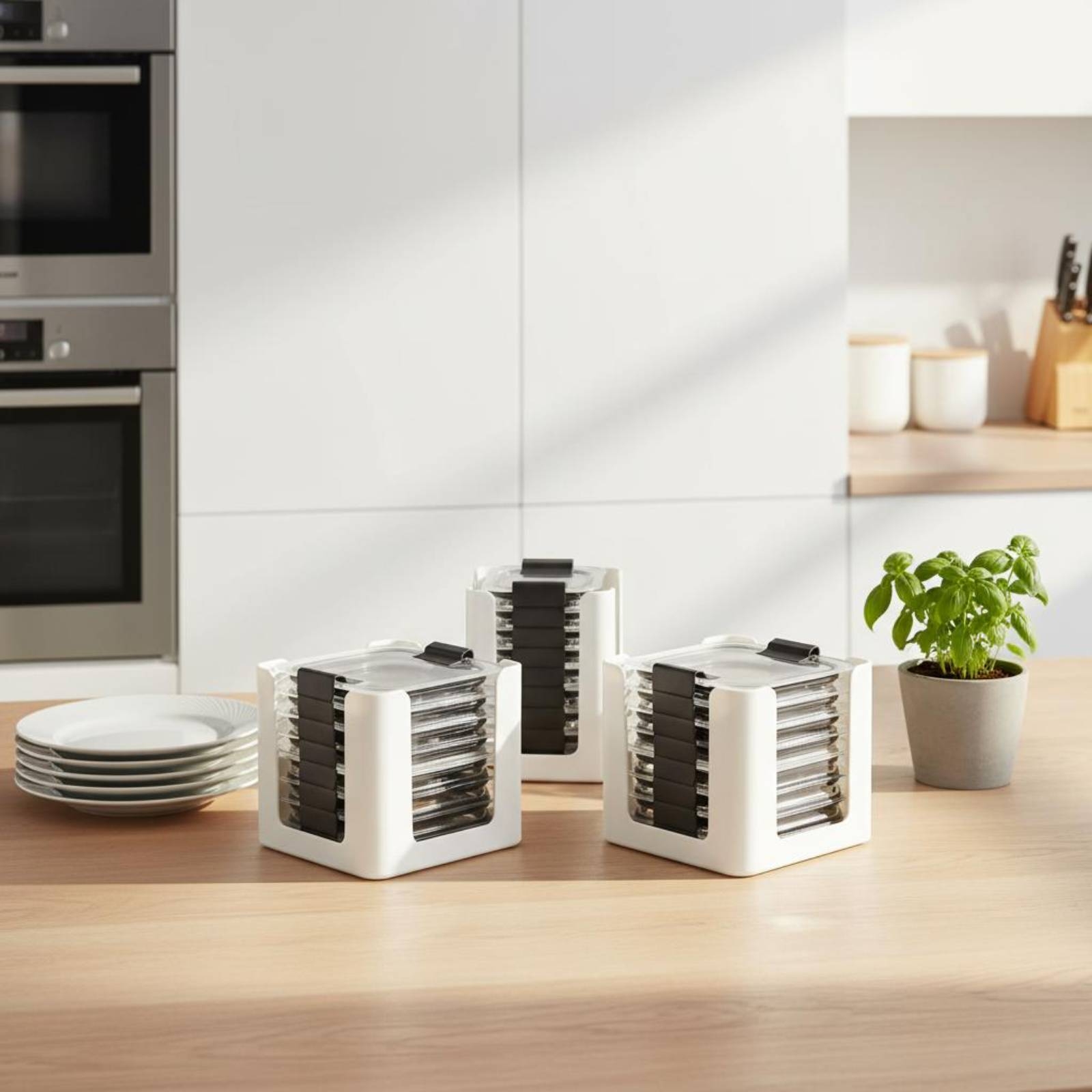 Food Storage Organizer - 3 Pieces Lid Storage Rack Rectangular