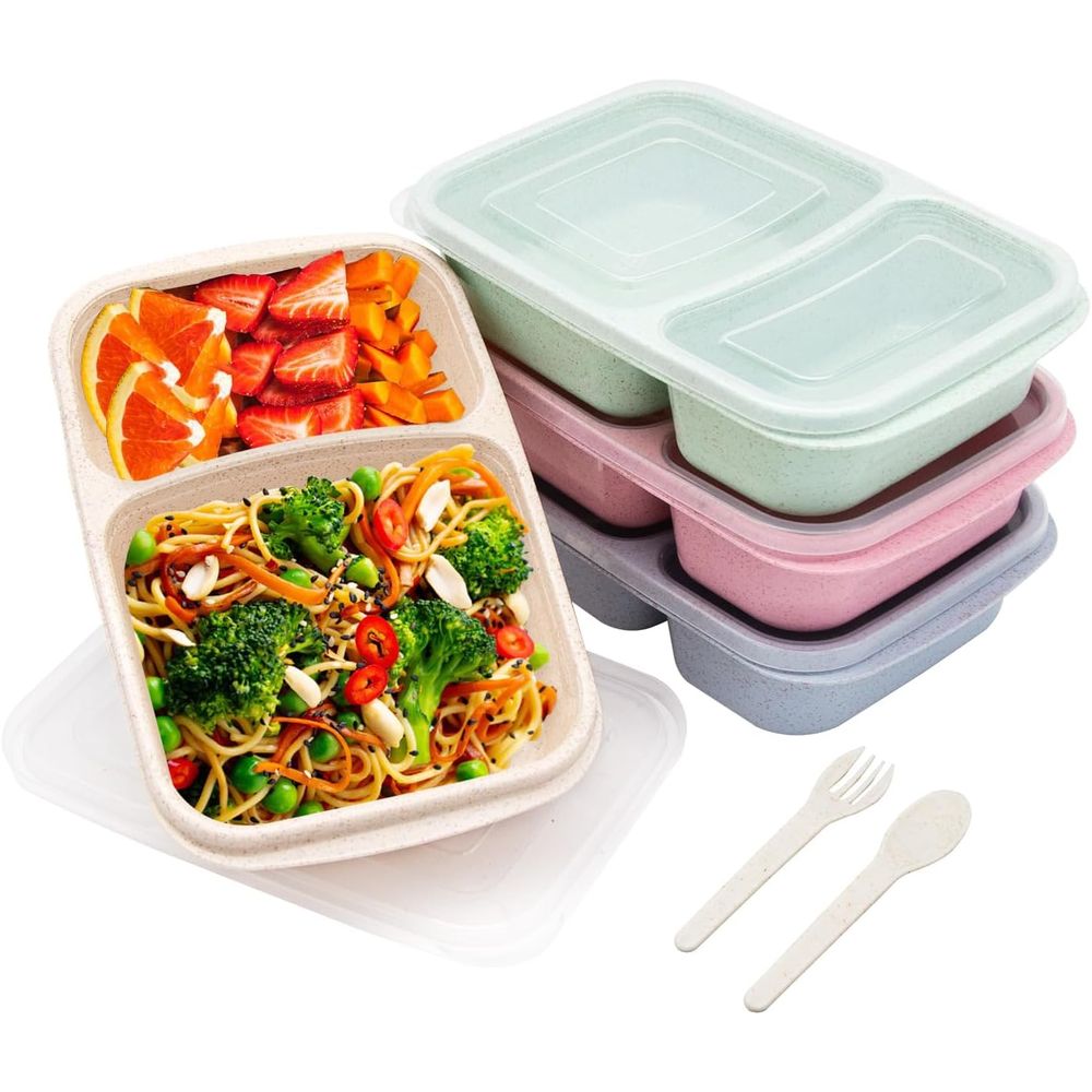 4 Pack Bento Lunch Box, 2 Comp - Food Storage Meal Prep 评论和价格