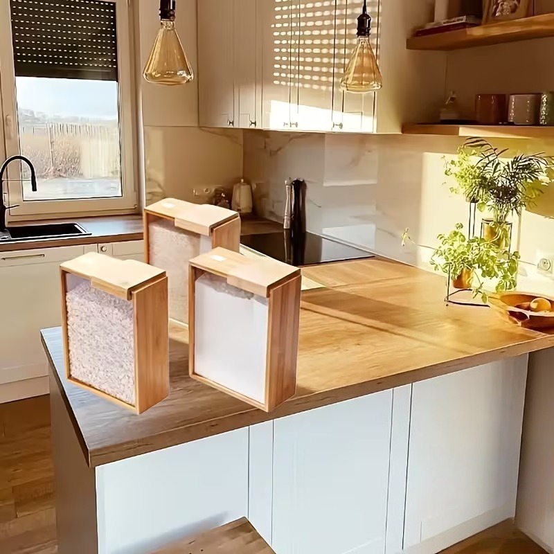 3pcs Bamboo Storage Containers - Stackable Pantry Bin 评论和价格