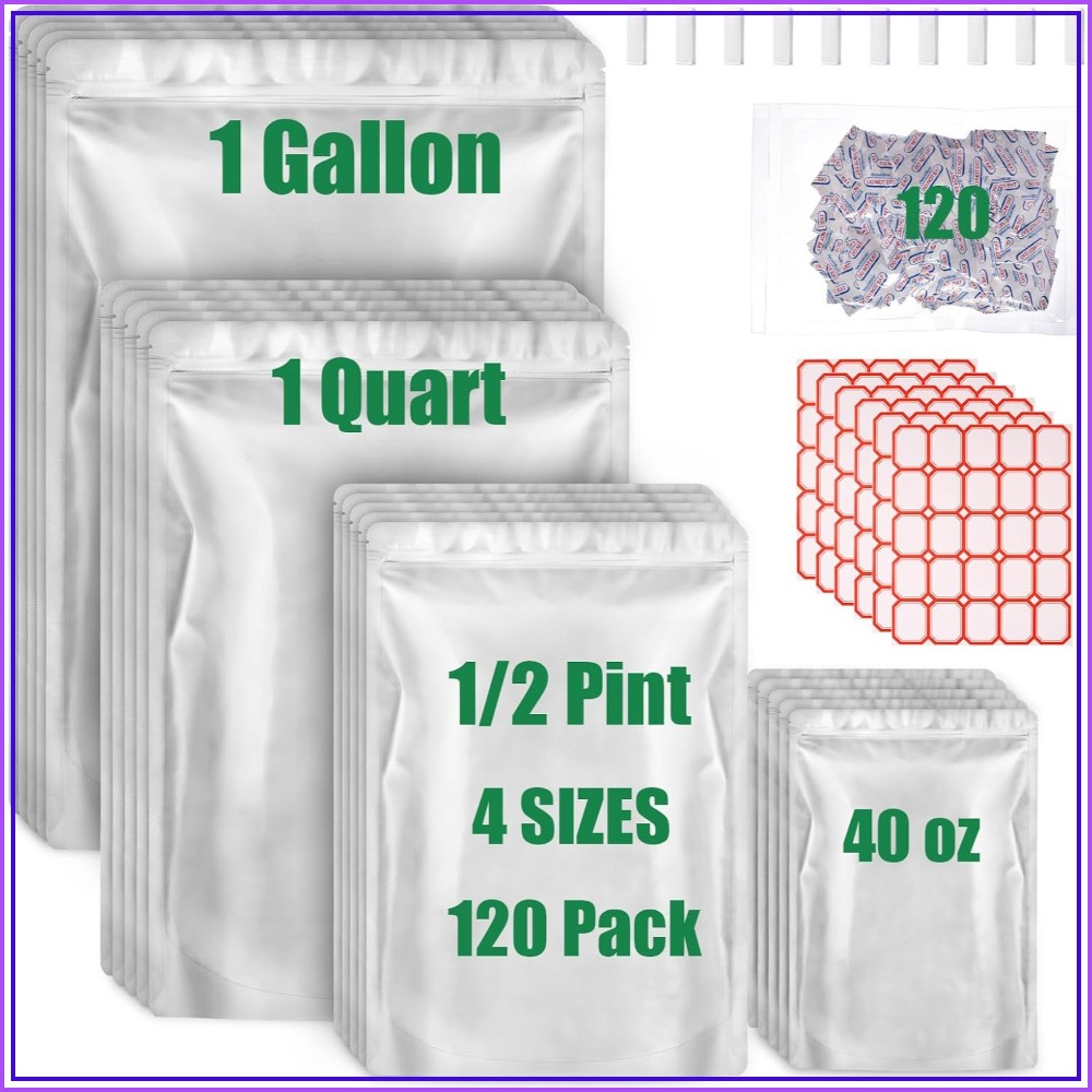 120 Mylar Bags for Food Storag - Food Storage Oxygen Absorbers 评论和价格