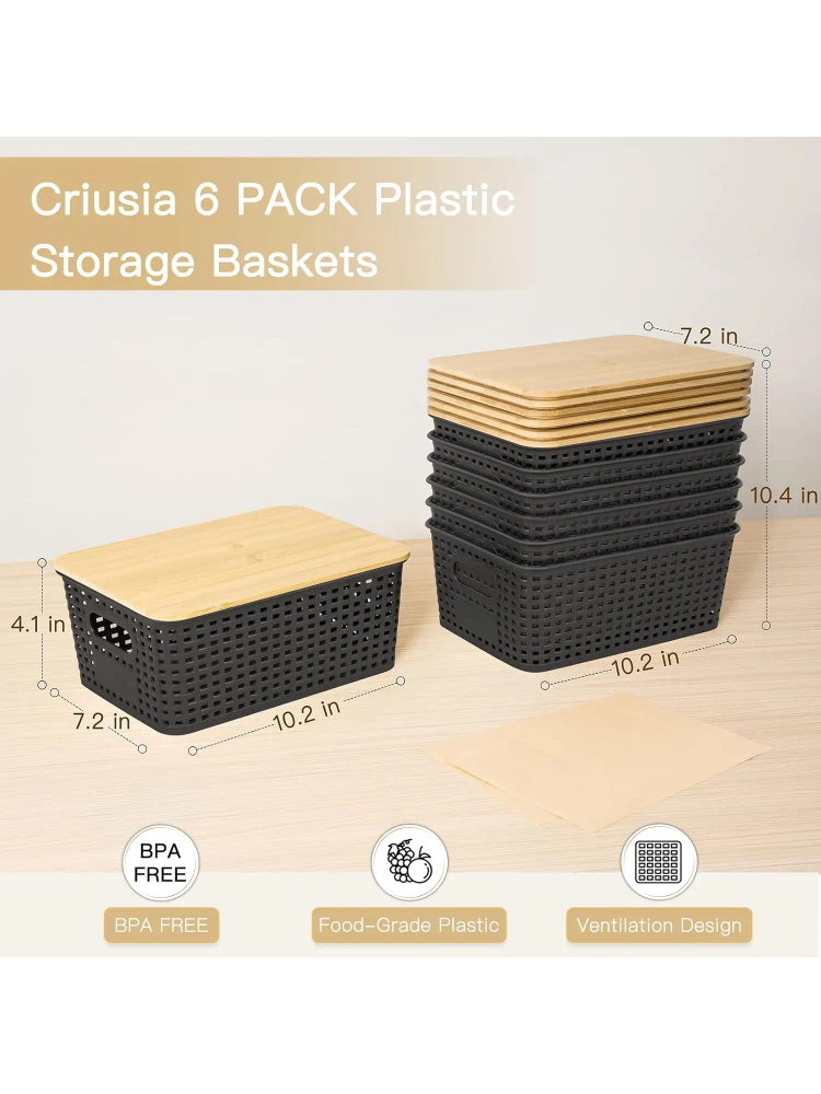 1pc Plastic Storage Baskets wi - Stackable Pantry Bin 评论和价格