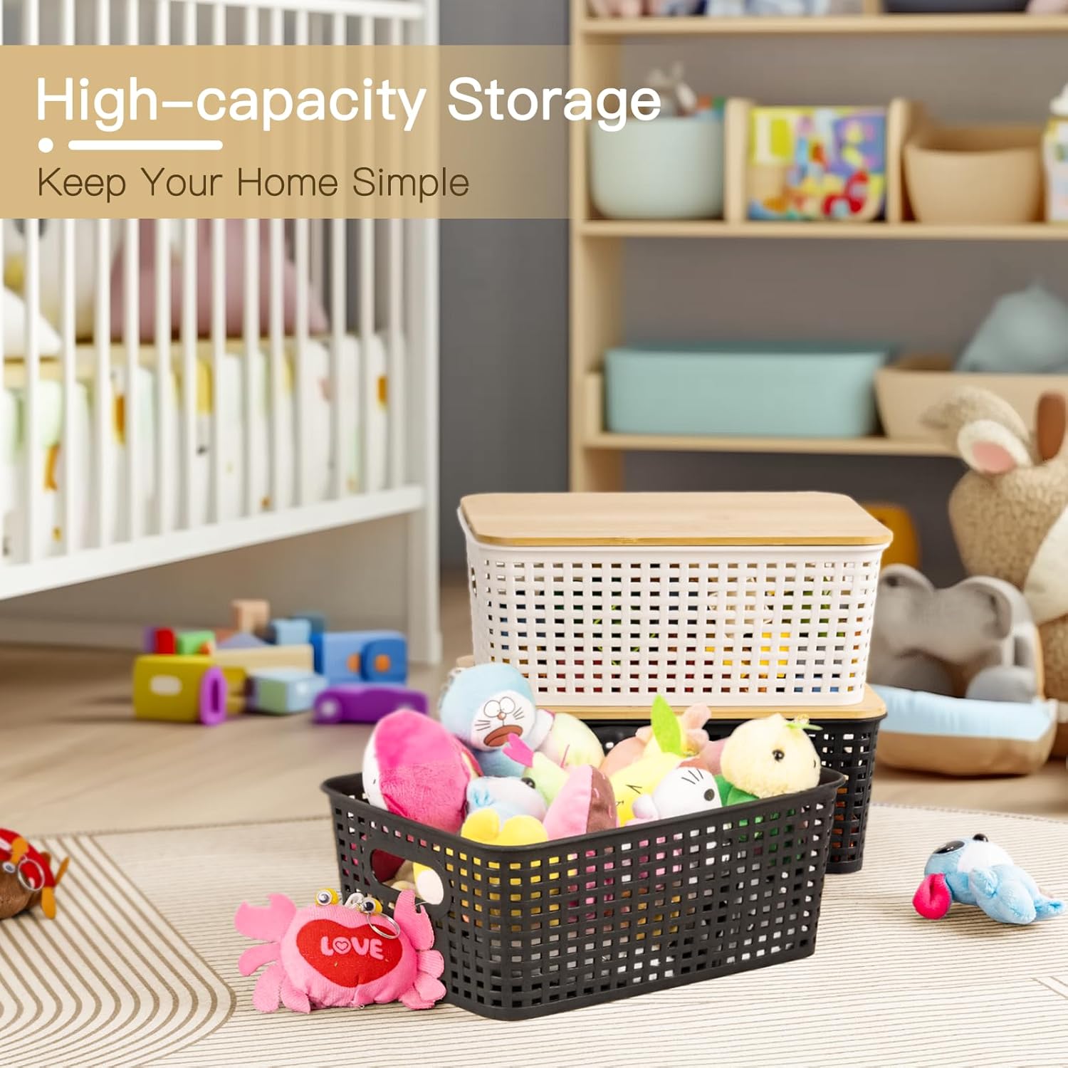 1pc Plastic Storage Baskets wi - Stackable Pantry Bin 评论和价格