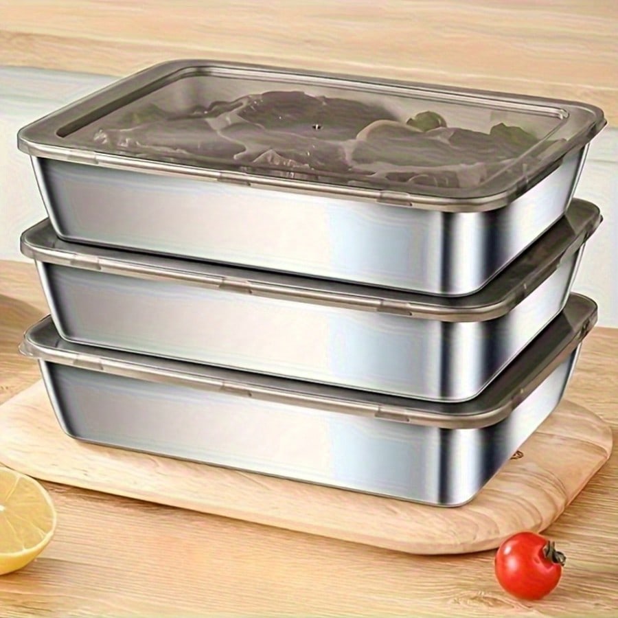 6pcs(3 Boxes+ 3 Lids) Stainles - Food Storage Meal Prep 评论和价格