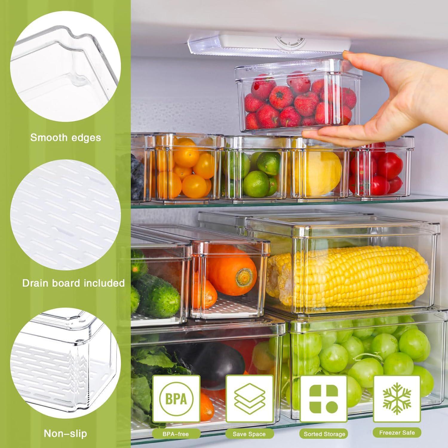10/14Pcs Fridge Organizer Bins - Stackable Pantry Bin 评论和价格