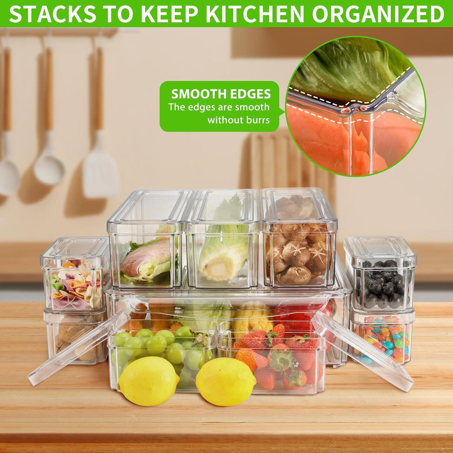 10/14Pcs Fridge Organizer Bins - Stackable Pantry Bin 评论和价格