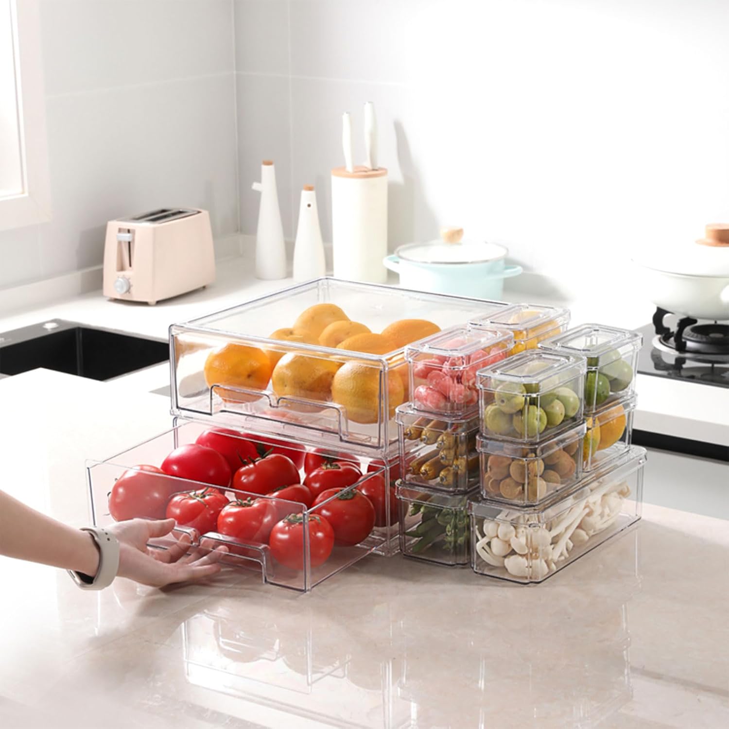 10/14Pcs Fridge Organizer Bins - Stackable Pantry Bin 评论和价格