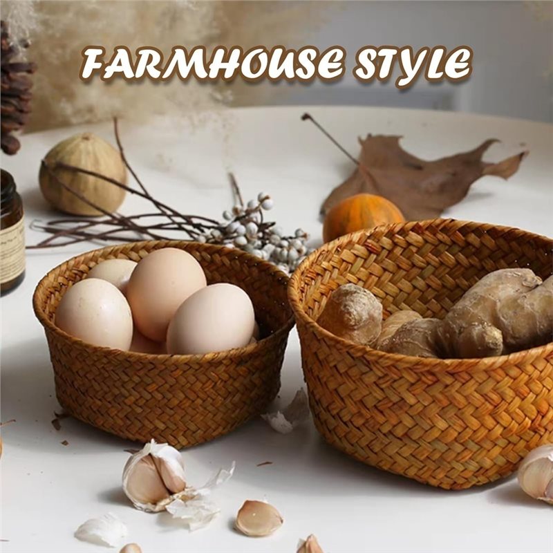 B23B Small Seagrass Woven Stor - Stackable Pantry Bin 评论和价格
