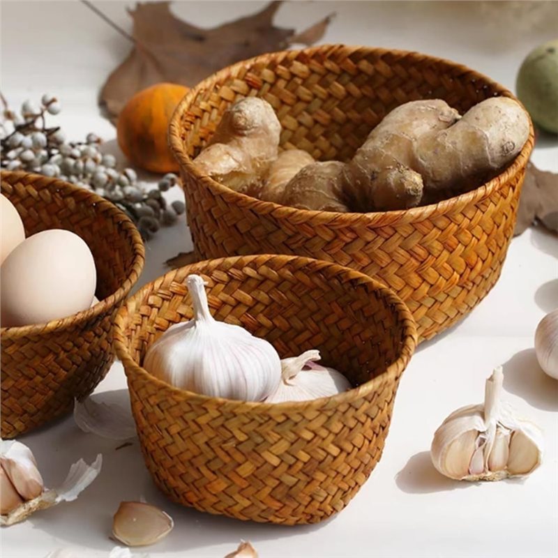 B23B Small Seagrass Woven Stor - Stackable Pantry Bin 评论和价格