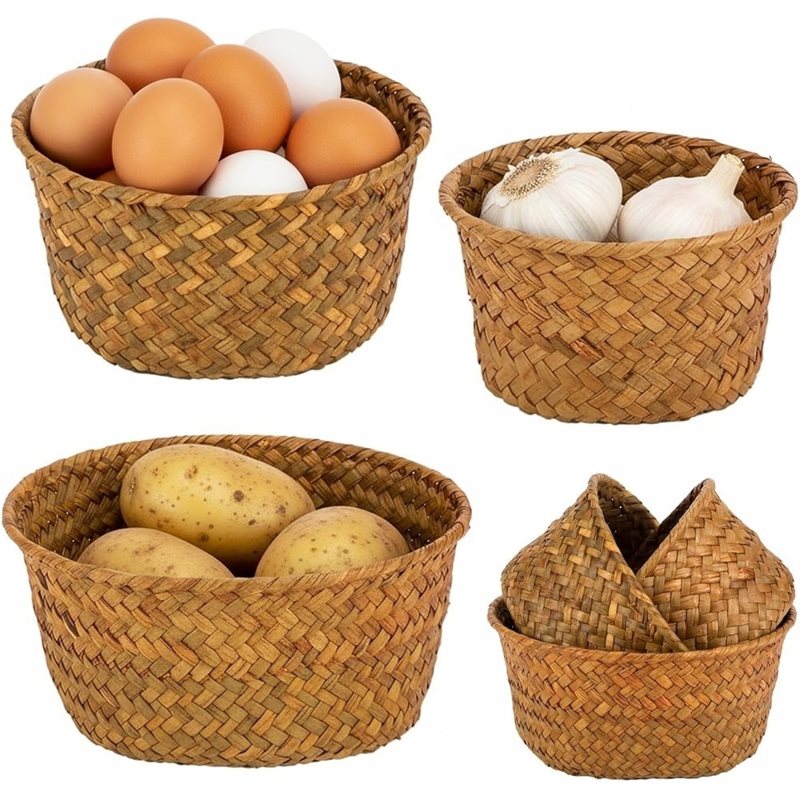 B23B Small Seagrass Woven Stor - Stackable Pantry Bin 评论和价格