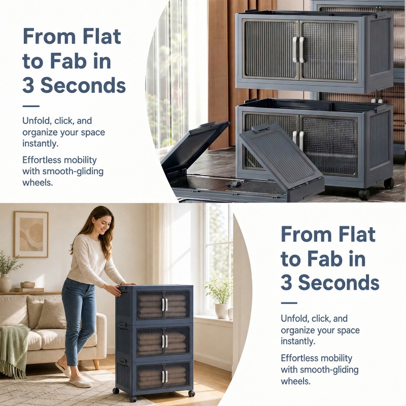 3‑Tier Foldable Plastic Storag - Stackable Pantry Bin 评论和价格